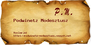 Podwinetz Modesztusz névjegykártya